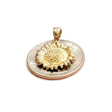Load image into Gallery viewer, New 14k yellow Gold solid sunflower girasol Pendant charm gift fine jewelry 2.5g
