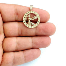 Load image into Gallery viewer, New 14k yellow Gold round Virgo zodiac sign Pendant charm astrology jewelry 2.4g
