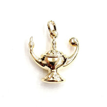 Load image into Gallery viewer, New 14k yellow Gold 3D hollow Genie lamp Aladdin charm pendant fine jewelry 1.8g
