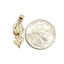 Load image into Gallery viewer, New 14k yellow solid Gold rose flower Pendant charm gift fine jewelry 1.6g
