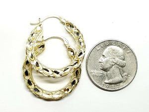 New 10K yellow Gold 1.06" 3.85mm turkish hoop Earrings Round fine jewelry 3.3g