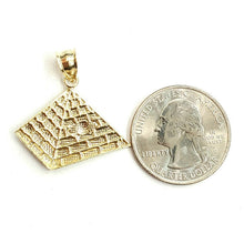 Load image into Gallery viewer, New 10k yellow solid Gold Egyptian pyramid eye Pendant fine gift jewelry 2.3g
