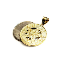 Load image into Gallery viewer, 14k yellow Gold 0.98" Round Tetragrammaton Protection Pendant Fine jewelry 5g
