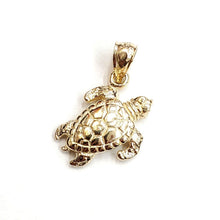 Load image into Gallery viewer, New 14k yellow gold solid 3D turtle pendant charm lucky gift fine jewelry 3.2g
