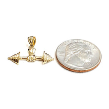 Load image into Gallery viewer, New 14k Yellow Gold Dumbbell weight lifter Pendant charm gift fine jewelry 1.9g
