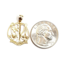 Load image into Gallery viewer, New 14k yellow Gold libra zodiac sign scale Pendant charm gift fine jewelry 1.7g
