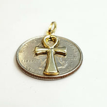 Load image into Gallery viewer, 14k yellow gold tiny Egyptian ankh cross pendant religious fine jewelry 0.7g

