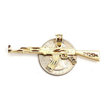 Load image into Gallery viewer, 14k yellow Gold AK-47 machine gun military rifle Pendant charm fine gift 3.4g

