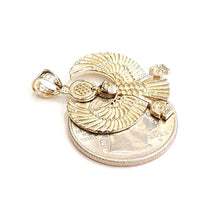 Load image into Gallery viewer, New 14k yellow Gold Scarab Egyptian falcon Pendant charm gift fine jewelry 4.6g
