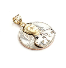 Load image into Gallery viewer, 14k two tone gold Jesus Malverde Narco saint Sinaloa pendant fine jewelry 2.2g

