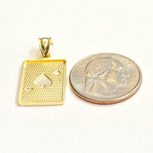 Load image into Gallery viewer, 10k yellow Gold Ace of spade Pendant playing card gambling fine jewelry 2.3g
