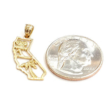 Load image into Gallery viewer, New 14k yellow gold California outline map pendant charm palm fine jewelry 1.4g
