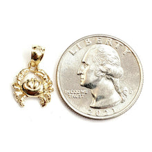 Load image into Gallery viewer, New 14k yellow Gold tiny crab cancer zodiac sign Pendant charm fine jewelry 1.2g

