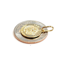 Load image into Gallery viewer, 14k solid yellow gold round saint Michael pendant fine religious gift 0.60" 2g
