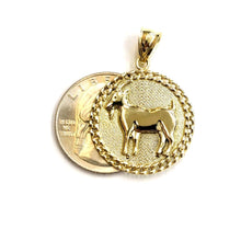 Load image into Gallery viewer, 10k yellow Gold solid round Goat Pendant charm animal unisex fine jewelry 3.6g
