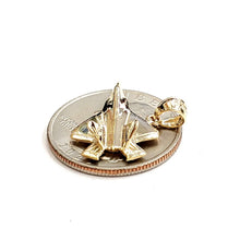 Load image into Gallery viewer, 14k yellow Gold solid 3D F22 Raptor jet pendant charm gift fine jewelry 2.5g
