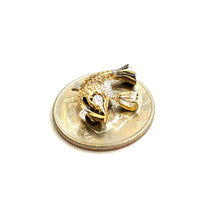 Load image into Gallery viewer, 14k Two Tone Gold 3D fish Pisces zodiac Pendant Cubic Zirconia Fine jewelry 1.6g
