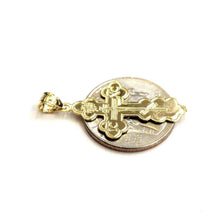 Load image into Gallery viewer, Genuine 14k yellow gold Three Bar Russian Pectoral Orthodox cross pendant 1.9g
