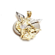 Load image into Gallery viewer, 14k two tone gold saint Michael pendant charm fine religious gift jewelry 3g
