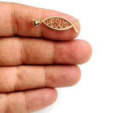 Load image into Gallery viewer, 14k yellow gold Ichthus Fish Jesus pendant charm religious fine jewelry 1.1g
