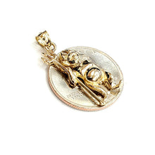 Load image into Gallery viewer, New 14k yellow Gold solid Devil Pitchfork Pendant charm Gift fine jewelry 3.3g
