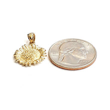 Load image into Gallery viewer, New 14k yellow Gold solid sunflower girasol Pendant charm gift fine jewelry 2.5g
