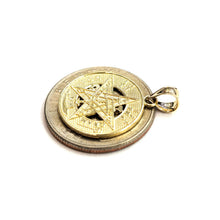 Load image into Gallery viewer, 14k yellow Gold 0.73" Round Tetragrammaton Protection Pendant Fine jewelry 2.1g
