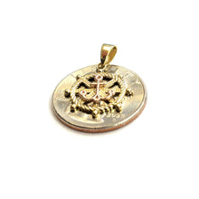 Load image into Gallery viewer, 14k Two Tone Gold tiny Boat Wheel Anchor Nautical Sailor Pendant jewelry 1.7g
