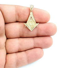 Load image into Gallery viewer, New 10k yellow Gold Freemason Masonic solid Pendant charm jewelry fine gift 2.9g
