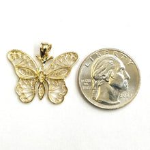 Load image into Gallery viewer, New 14k yellow Gold butterfly Pendant charm filigree gift fine jewelry 2.4g
