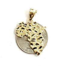 Load image into Gallery viewer, 10k yellow gold nugget Africa continent outline map pendant charm jewelry 2.1g
