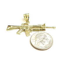 Load image into Gallery viewer, 10k yellow Gold AR15 AR-15 machine gun rifle army Pendant fine jewelry 3.6g
