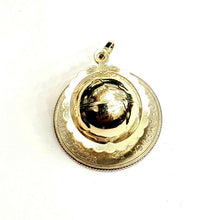 Load image into Gallery viewer, 14k yellow gold 3D SPINNING round globe planet earth world map pendant 0.75" 2.9g
