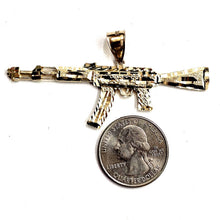 Load image into Gallery viewer, 14k yellow Gold AK-47 machine gun military rifle Pendant charm fine gift 10.1g
