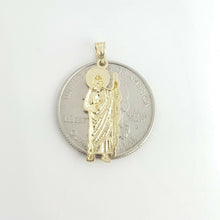 Load image into Gallery viewer, 14k solid Gold two tone saint Jude juda Pendant charm fine religious gift 1.3g
