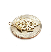 Load image into Gallery viewer, 14k yellow Gold RN caduceus medical sign nurse Pendant charm fine jewelry 0.9g
