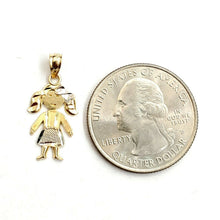 Load image into Gallery viewer, New 14k two tone gold baby girl kid Pendant charm gift fine jewelry for her 0.9g
