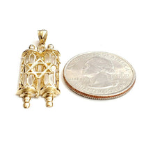 Load image into Gallery viewer, 14k yellow gold tablets of law star of David Jewish Israel torah pendant 3.1g
