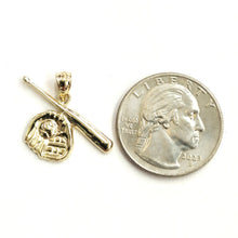 Load image into Gallery viewer, New 14k yellow Gold baseball bat glove ball Pendant sport game fine jewelry 2.2g
