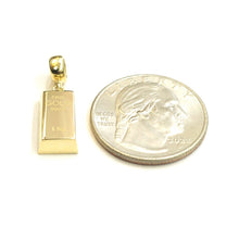 Load image into Gallery viewer, 14k Yellow Gold Tiny 999.9 fine gold bar brick bar 1kg Pendant Charm Gift  1.9g
