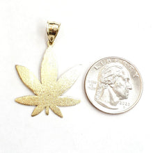 Load image into Gallery viewer, 10k yellow gold marijuana leaf weed pendant charm medical gift fine jewelry 2.6g
