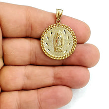 Load image into Gallery viewer, 10k yellow gold round virgin Guadalupe Pendant fine religious jewelry 0.97" 3.8g

