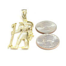 Load image into Gallery viewer, 10k yellow Gold Egypt jackal god Anubis holding Ankh Pendant fine jewelry 6.1g
