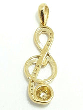 Load image into Gallery viewer, 14k solid yellow Gold music sign Pendant cubic zirconia fine jewelry 1.3g
