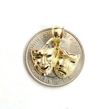 Load image into Gallery viewer, 10k yellow gold happy &amp; sad face theater pendant fine gift jewelry unisex 1.9g
