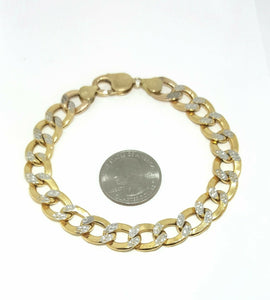 New Men's Women's 10K two tone Gold hollow Cuban Link bracelet 10.75mm 9" 17.3g