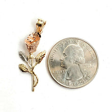 Load image into Gallery viewer, 14k 3 color solid Gold rose flower Pendant charm fine women gift jewelry 2g
