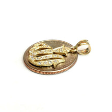 Load image into Gallery viewer, 10K Yellow Gold Allah Islamic God zirconia Pendant Charm religious jewelry 2.2g
