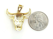 Load image into Gallery viewer, 14k yellow Gold Taurus bull zodiac Pendant cubic zirconia fine gift jewelry 4.8g
