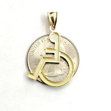 Load image into Gallery viewer, 10k yellow Gold handicap disability Pendant charm diamond cut fine jewelry 1.7g
